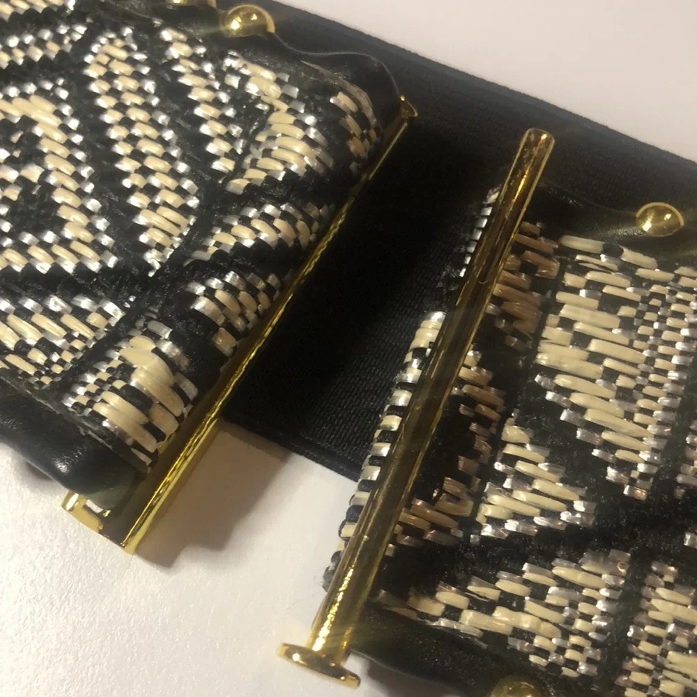 Woman’s spring Aztec bohemian statement gold trimming stretchy belt